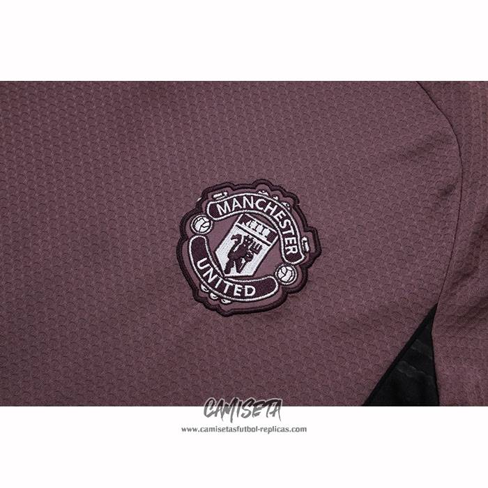 Chandal del Manchester United 2025-2026 Manga Corta Marron - Pantalon Corto